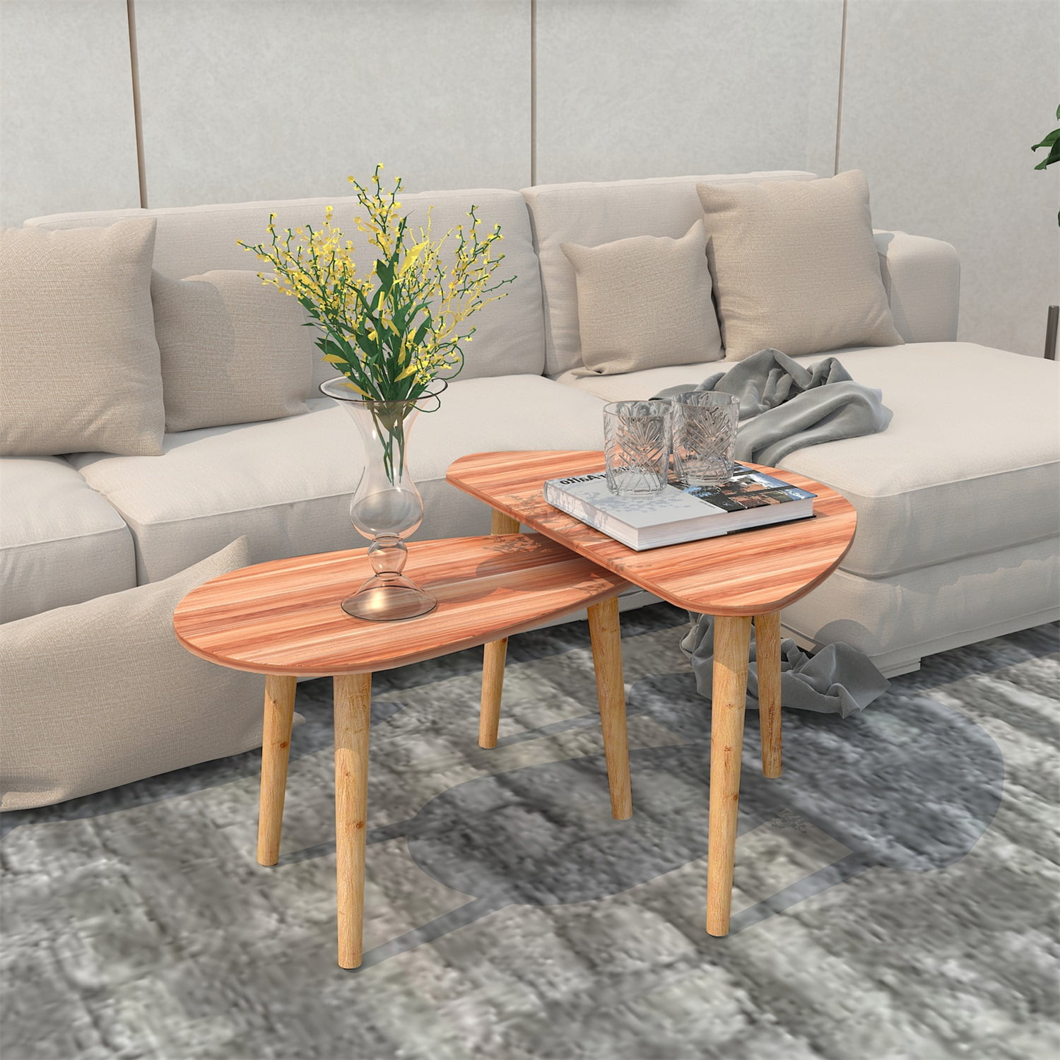 Kadyn Nesting Coffee Table Set of 2, End Table for Living Room, Modern Side Table for Bedroom, Walnut Kadyn Nesting Coffee Table Set of 2, End Table for Living Room, Modern Side Table for Bedroom, Walnut
