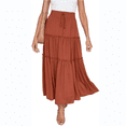 thumbnail image 1 of AMERTEER X  Womens Solid Maxi Skirt Layered Tiered Ruffled Drawstring High Waist Maxi Skirt Petite/Plus, 1 of 7