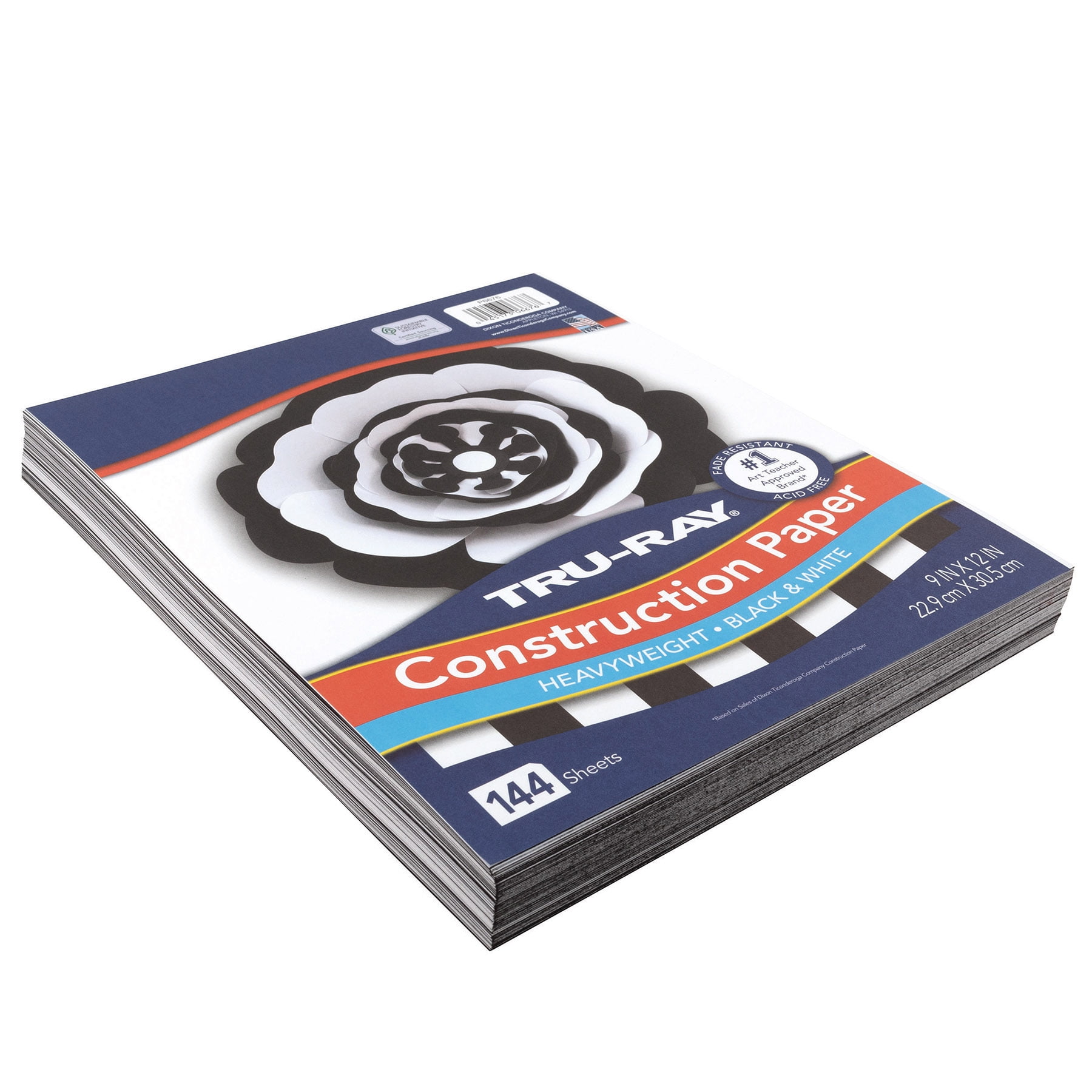 Tru-Ray Premium Construction Paper, Heavyweight, Black & White, 9" x 12", 144 Sheets Per Pack, 5 Packs
