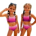 thumbnail image 3 of CCRFTGI Girls Swimsuit Size 7-8 Two Piece Sets Swimming Bikinis Beach Vacation Bathing Suit Cute Summer Gradient Girls Fashion Swim Suit Kids Bikini Swimwear Hot Pink 2-3 Years, 3 of 9
