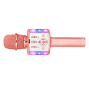 Bonaok Bluetooth Wireless Karaoke Microphone, Portable Handheld Karaoke Machine with LED Lights, Bluetooth Microphone Speaker Singing Gift for Kids Adults(Rose Gold)