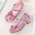 thumbnail image 6 of YMNXA Kids Children Girls Sandals Soft Sole Non Closed Toe High Heel Sequins Bow Design Fashion Comfortable Shoes For Wedding Birthday Party,Pink,11.5-12 Years, 6 of 7