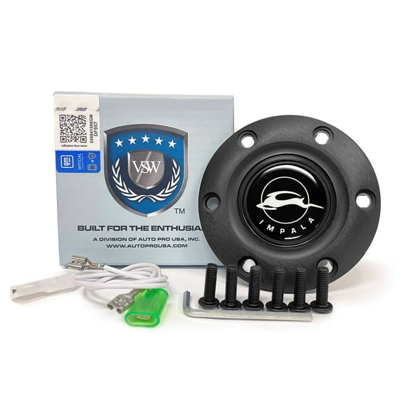 VSW 6-Bolt Black Horn Button with Impala Emblem STE1026BLK