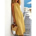 thumbnail image 4 of Womens Yellow Cotton Halter Maxi Dress With Embroidered Detail, 4 of 7
