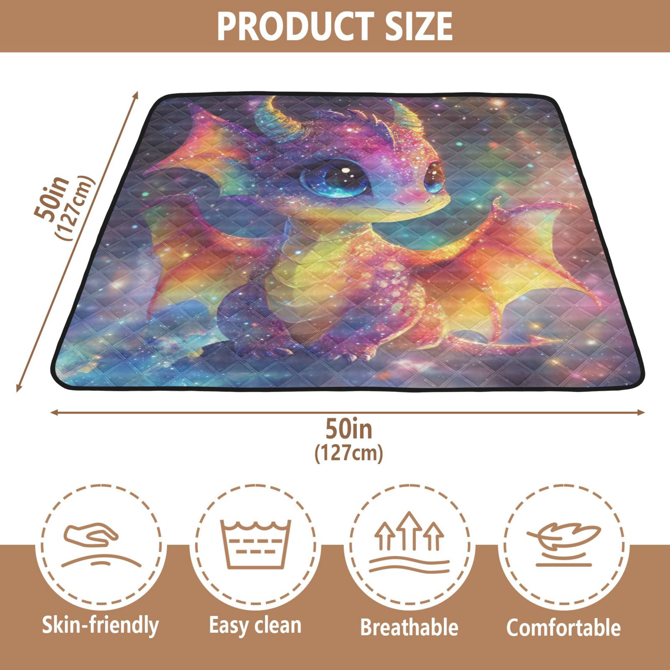 WOBOGO Colorful Dragon Baby Baby Playmats Extra Large Waterproof Rollable Activity Pads for Toddlers 50×50inch