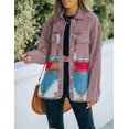 thumbnail image 2 of HSHDLDF Women's Aztec Denim Jacket Distressed Lapel Long Sleeve Vintage Button Down Denim Jacket Shacket, 2 of 4