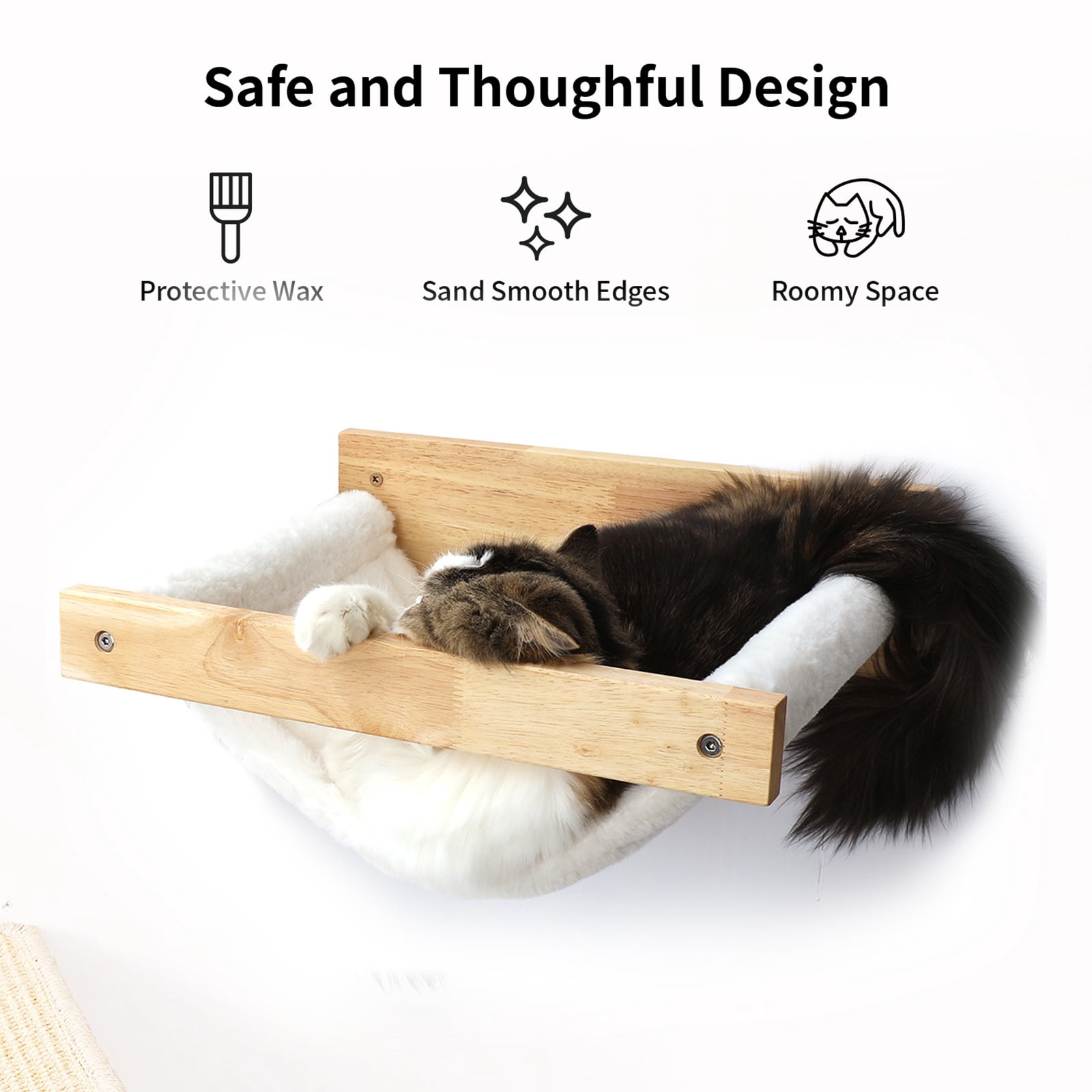 FUKUMARU Cat Hammock, Cat Wall Shelf, Climbing, White