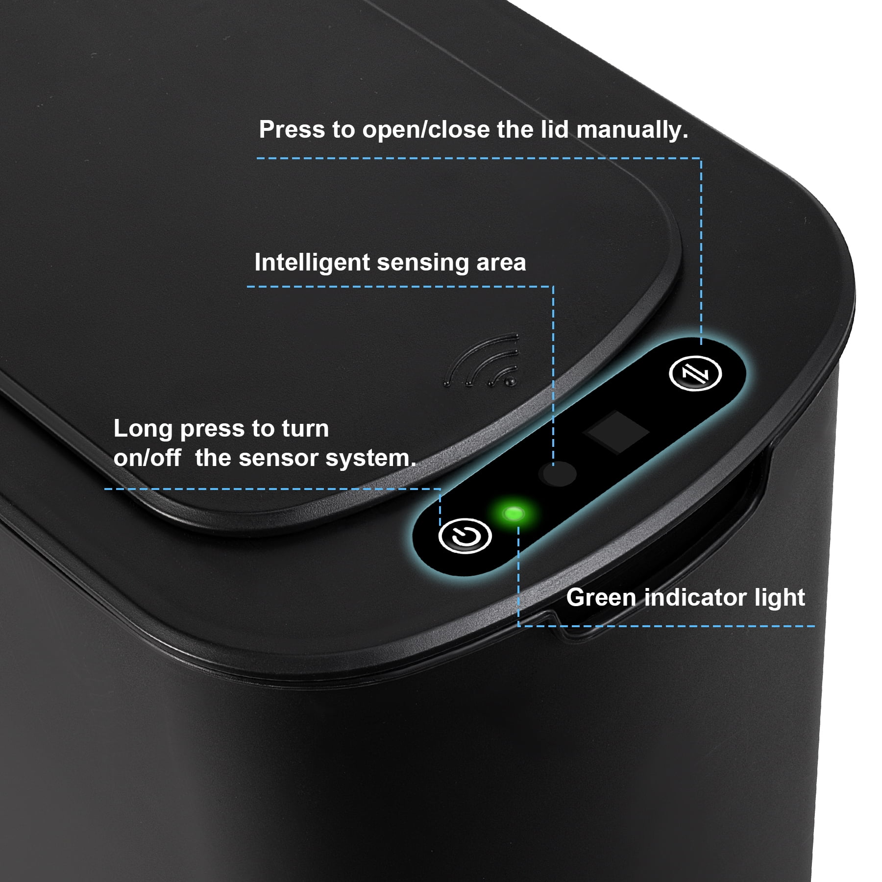Cesun 5 Gallon Trash Can, Touchless Sensor for Bathroom, Office, Rv, Bedroom, Living Room, Black