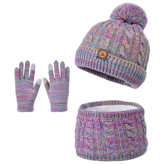 GXWEA Girls Winter Hat Toddler Hat And Glove Set Kids Winter Hat Gloves Scarf Set Girls, Children Beanies Hats With Pom Pom Warm For Girls Boys 4-10 Years 4PCS