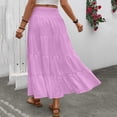 thumbnail image 6 of Gamivast Maxi Skirts for Women High Waisted Smocked Elastic Waist Drawstring Tiered Ruffle Flowy Skirt Casual Loose Boho Long Pleated Skirt Beachwear, 6 of 8