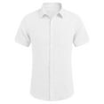 thumbnail image 2 of MAWCLOS Mens Button Down Shirts Dress Short Sleeve Casual Beach Tops Lightweight Fishing Tees Lapel Neck Blouse, 2 of 6