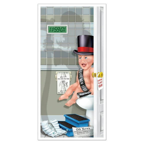 Happy New Year Restroom Door Cover, 5' x 30", (2/Pkg)