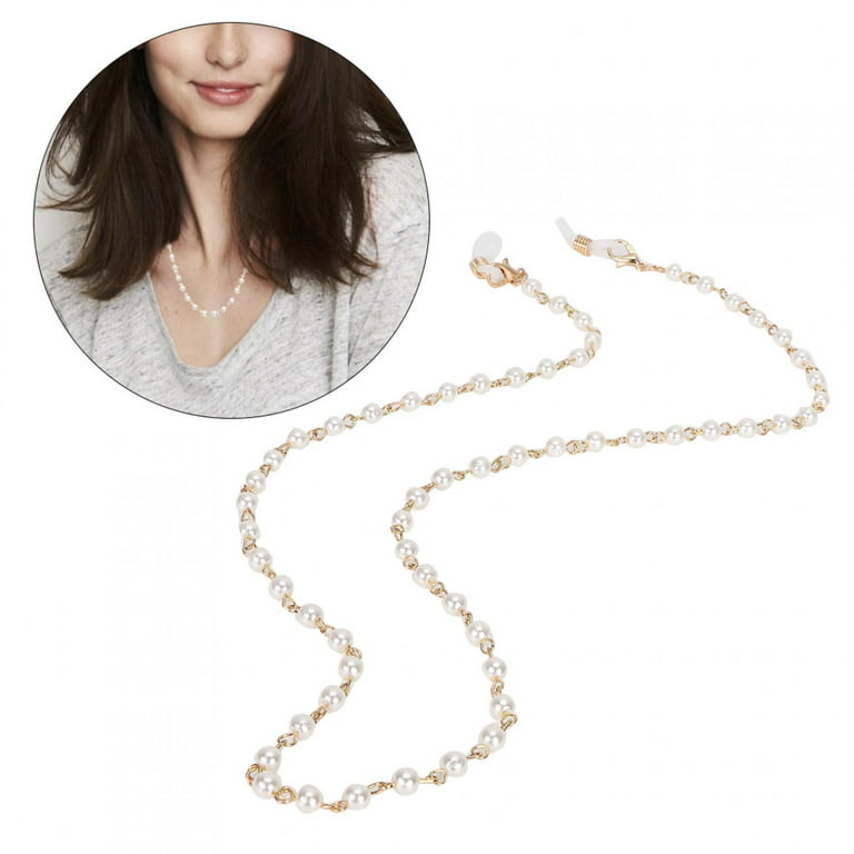 White Beads and Pearls Eyeglass Chains, Womens Readers Necklace - Bits off  the Beach