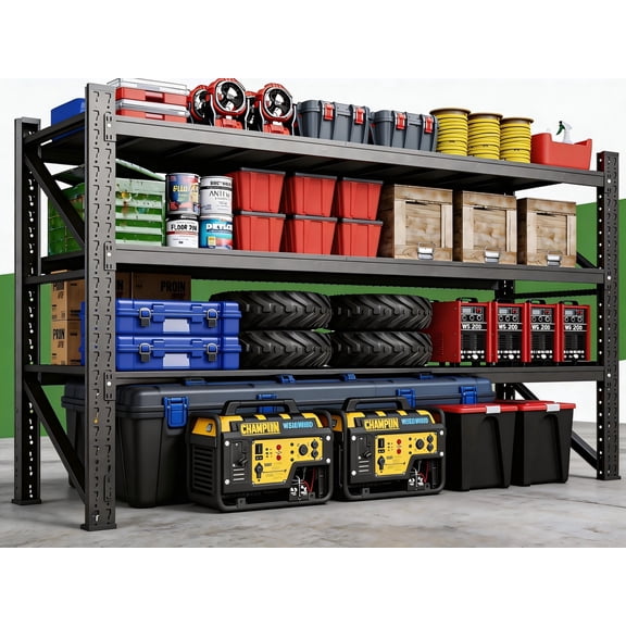 67”W Garage Shelving Units, 5000LBS Storage Shelves Heavy Duty, 20" Deep Metal Shelving Rack, 3 Tier Large Tall Industrial Shelving , Adjustable Standing Shelf for Warehouse / Shop 67"W x 20"D x 63"H