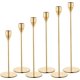 thumbnail image 1 of Juego de 6 portavelas dorados para velas cónicas, candelabros decorativos de metal dorado para bodas, cenas, fiestas, decoración del hogar, se adapta a velas de 3/4 pulgadas de grosor y velas, 1 of 12
