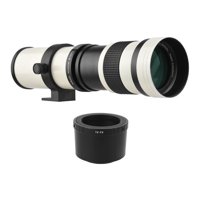 Lente de la cámara Cámara MF Super Telephoto Zoom Lens F/8.3-16 420-800mm T2 Mount con FX-mount Anillo adaptador 1/4 Thread Reemplazo para Fujifilm X-Pro2 X-E2 X-E3 X-A5 X-M1 X-T1 X-T2 Cámaras con mon