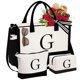 thumbnail image 1 of YOOLIFE Bolsa de lona con inicial y bolsa de maquillaje, regalos de cumpleaños personalizados para mujeres, mamá, hija, hermana, amigas, maestra, regalos de boda para dama de honor, 1 of 5