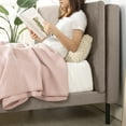 thumbnail image 6 of Zinus Taylor 37" Velvet Upholstered Platform Bed Frame with Split Headboard, Latte, King, 6 of 10