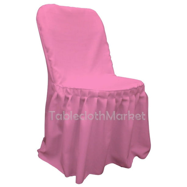 Chair Covers PLEATED polyester Wedding Party Decorations Folding Chair 24 colors", (Color Pink