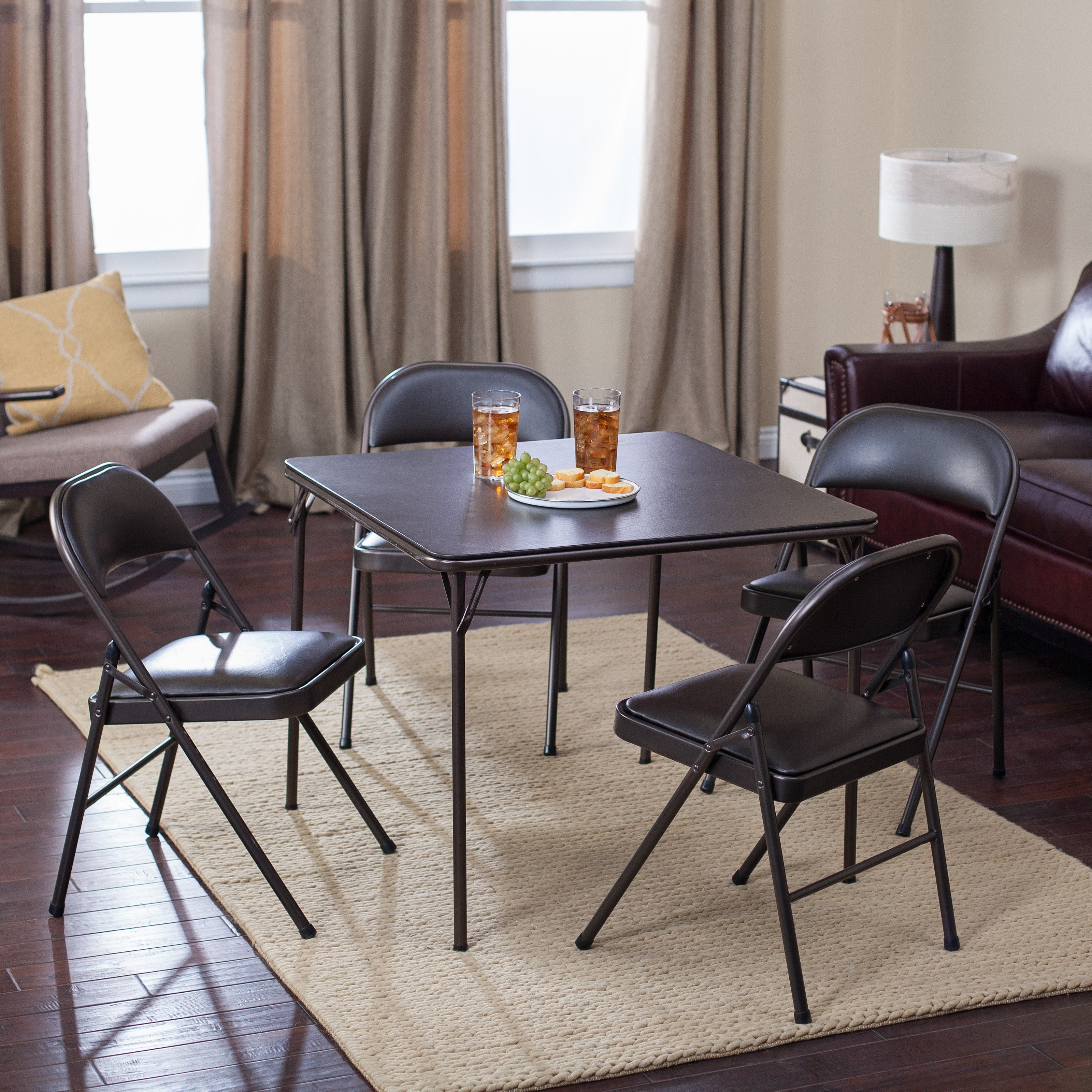 5 Piece Table And Chair Set In Deep Brown Walmart with Stylish as well as Lovely 5 piece card table and chair set black pertaining to House