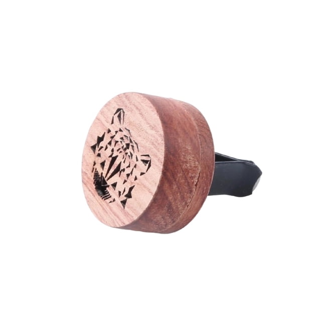 Essential Oil Car Diffuser with Vent Clip, 2 PCS Mini Portable Natural Log Lava Stone Aromatherapy Wooden Flower Car Diffuser Locket