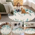 thumbnail image 5 of Teal Green Eucalyptus Round Area Rug 7Ft Washable Circle Rugs for Dorm Laundry Room, Farmhouse Weeping Leaves Linen Non-Slip Carpet Floor Mats Indoor Outdoor Carpet Runner Aesthetic Home Decor, 5 of 8
