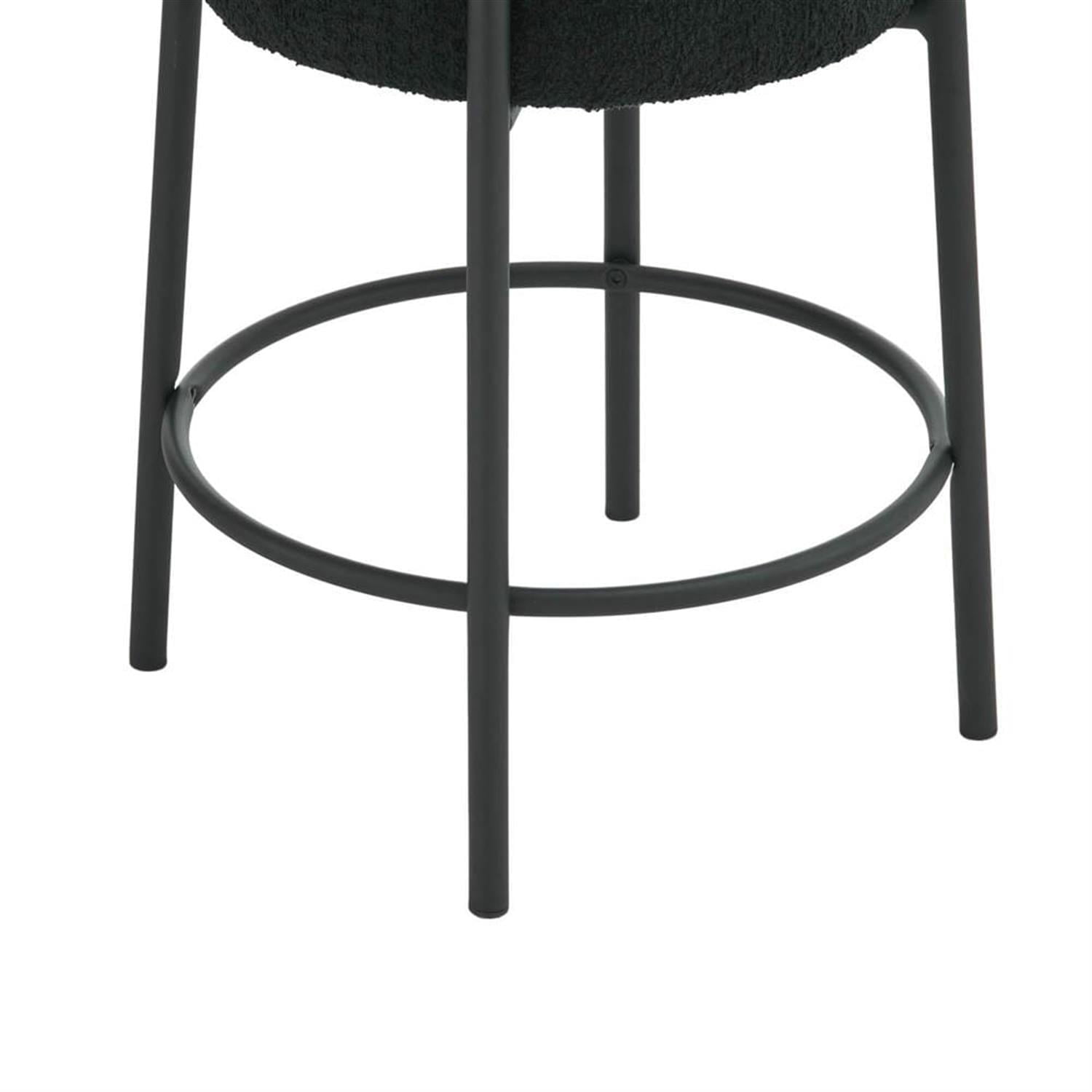 Demi Bonn 24" Counter Height Bar Stools Set of 2, Upholstered Barstools, Kitchen Island Countertop Chairs for Dining Room, Black