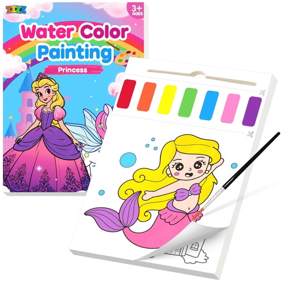 ZIZZ Paint with Water Coloring Books for Toddlers, Princess Watercolor Painting Sets for Kids Ages 3-5 4-8 Years Old, No-Mess Drawing Activity Kit Art Craft Toys Birthday Gifts for Girls Boy