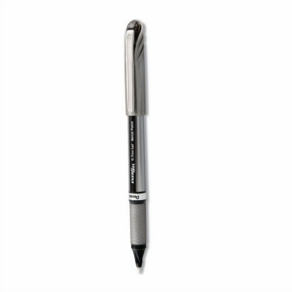 Pentel EnerGel NV Gel Pen, Stick, Medium 0.7 mm, Black Ink, Gray/Black Barrel, Dozen, Each