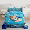 thumbnail image 2 of jejeloiu Capybara Animals Lovers Queen Comforter Set,Ocean Sea Fish Bedding Comforter Set For Girls Teens Reversible 3-Piece, 2 of 8