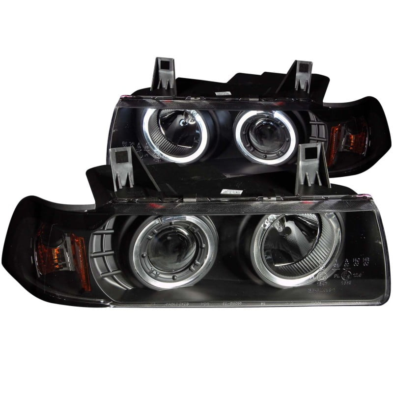 ANZO 1992-1998 BMW 3 Series E36 Projector Headlights w/ Halo Black G2 1 ...