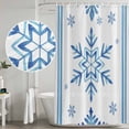 thumbnail image 5 of Blue Snowflake Christmas Shower Curtain, Waterproof Shower Curtains for Bathroom, Xmas Abstract Art Winter Washable Fabric Bathtub Curtain Set Bath Decor with 12 Hooks 72"x78", 5 of 8