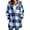 Blue, variant on Women's Plush Coat, Hooded Long Sleeve Plaid Zipper Jacket with Pockets, Loose Fit Fleece Lined Outerwear for Winter Casual Style and Warmth-Black