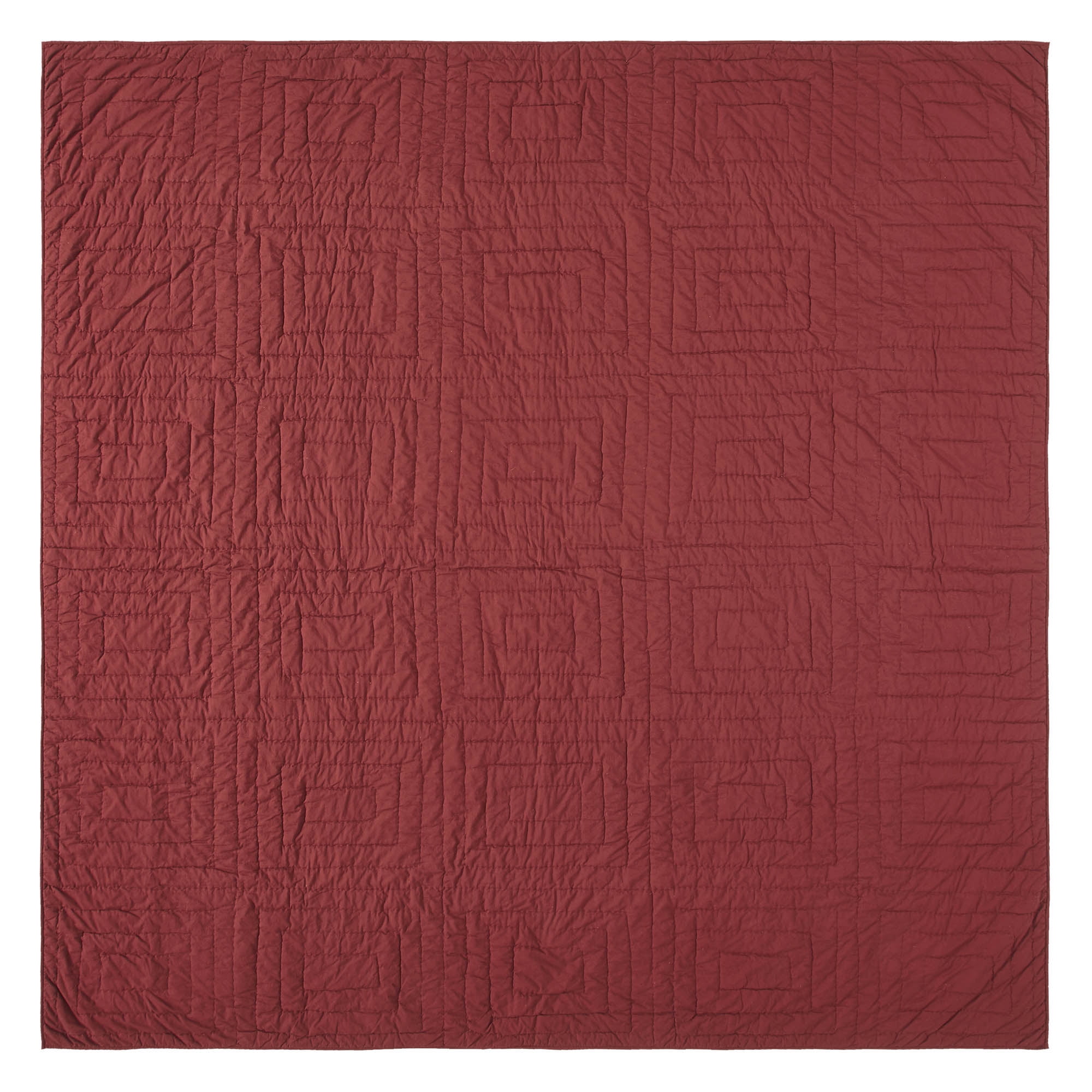 VHC Brands Quilt Queen, Cotton Quilt, Country Bedding, Connell Collection, Size - 94x94, Burgundy