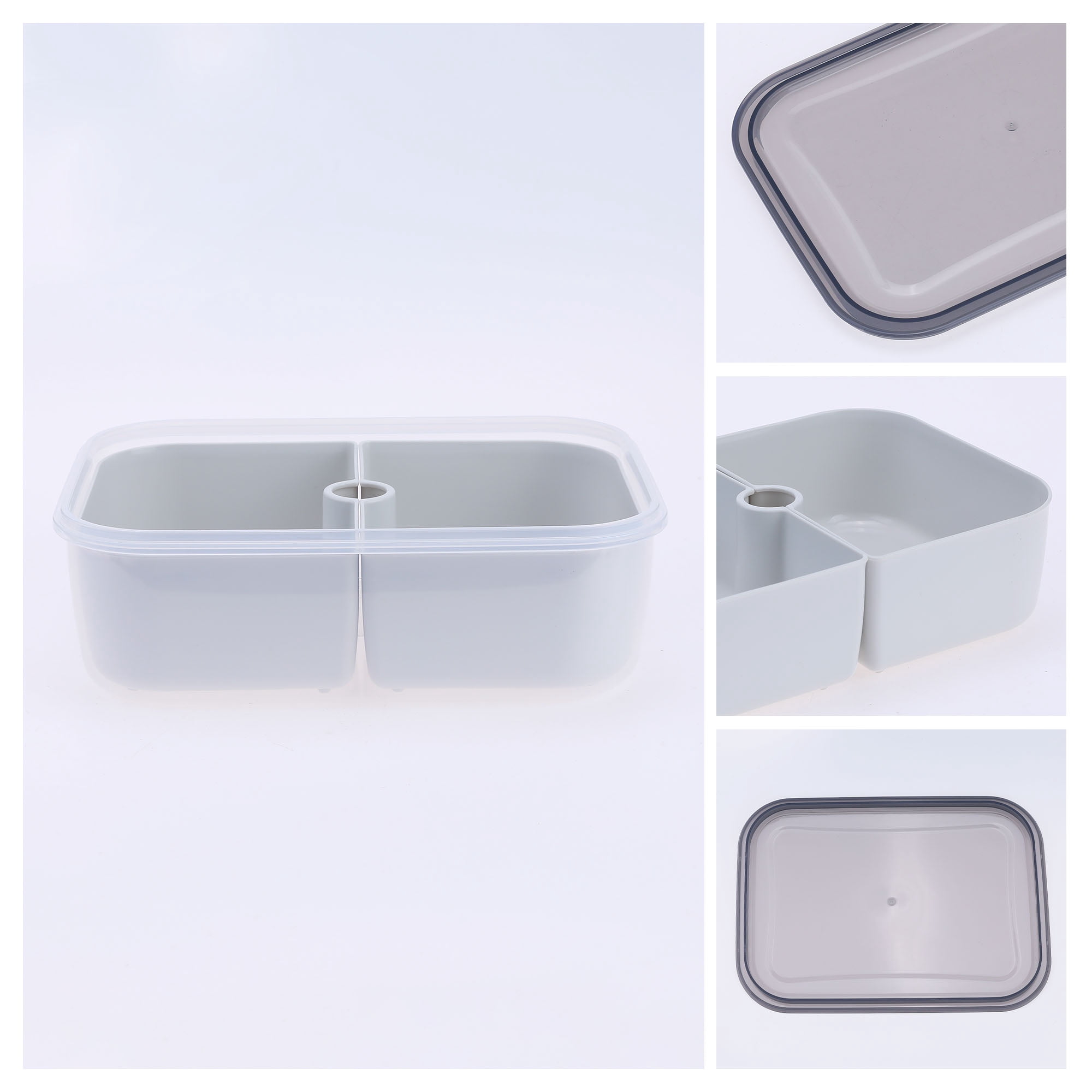 Unique Bargains Food Storage Containers Meal Prep 5 Packs 2 Grids-No Hollow