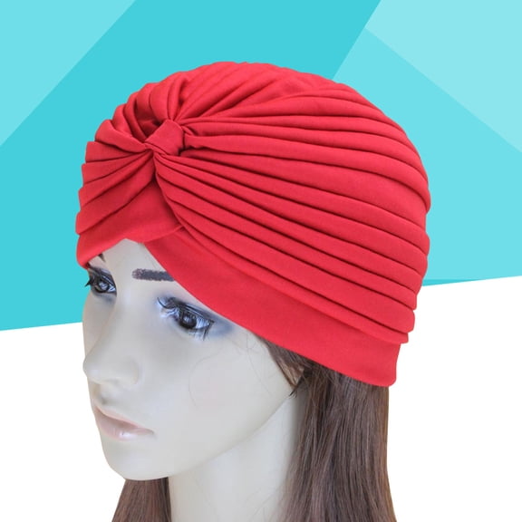 Supvox Red Cotton Baotou Cap Lightweight Stylish Turban Hat for Yoga and Sports