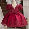 thumbnail image 5 of WOYY Toddler Girls Short Sleeve Bow Embroidery Evening Dress Party Pageant Gown, Sizes 6M-5T, 5 of 8