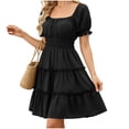 thumbnail image 3 of Summer Plus Size Dresses for Women 2026 Fashion Off Shoulder Ruffle Mini Dress Casual A Line Dress Solid Ladies Beach Vacation Sundresses, 3 of 10