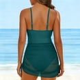 thumbnail image 5 of Karight Womens Two Piece Swimsuit Set Mesh Swim Dress with Adjustable Spaghetti Straps and Gold Accents, Ruched Side Tie Bathing Suit, 5 of 8