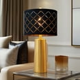 thumbnail image 3 of RORIA 24" Modern Table Lamps Set of 2, Gold Rustic Bedside Lamp with Black Mesh Shade for Living Room, Bedroom, Nightstand, Coffee Table (Includes 2 Bulbs), 3 of 9