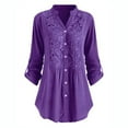 thumbnail image 1 of Blusa de manga larga con cuello en V y botones de encaje para mujer, talla grande, liquidación, Giftesty, 1 of 4