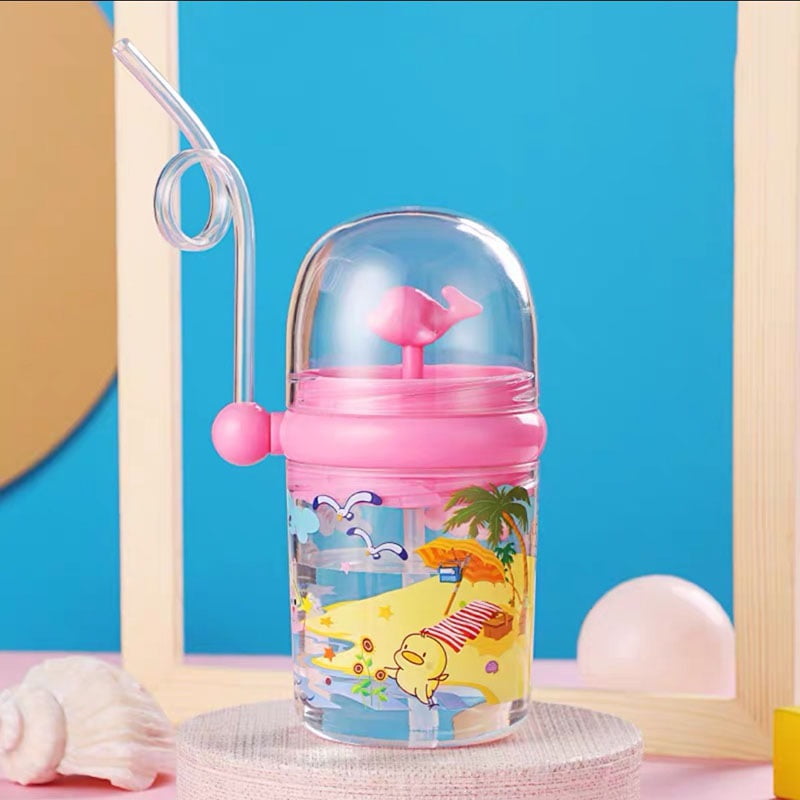 TOYANDONA Baby Drinking Cup with Straw Water Whale Spray sippy Cup