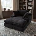 thumbnail image 5 of EOP 67'' Oversized Chaise Lounge Chair Indoor, Plush Boneless Cloud Couch with Side Pockets & Cup Holders, Comfy Corduroy Sleeper Couch with Removable Pillows for Living Room, Black, 5 of 11