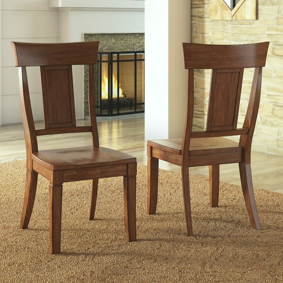 Weston Home Farmhouse Wood Dining Chair with Panel Back, Set of 2, Multiple Finishes