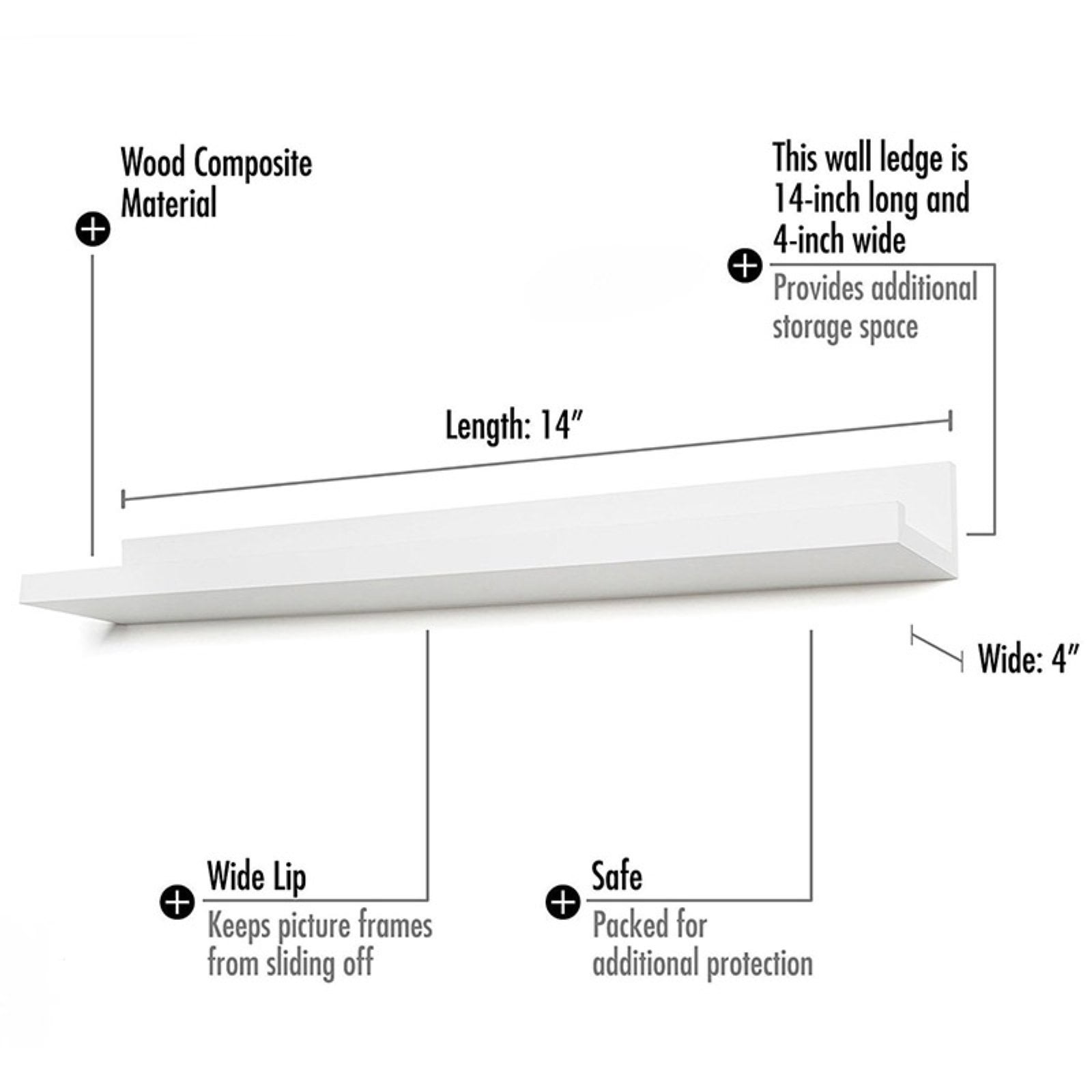 Americanflat 24 Inch White Floating Shelf with Lip - Long Wall Mounted Storage Ledge for Bedroom, Living Room, Bathroom, Kitchen, Office, and More