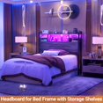 thumbnail image 6 of Aheaplus Headboard for Twin Size Bed with Storage, Headboards with LED Light, Power Outlets, USB Ports Twin Size Head Board, Wood headboard Only Sturdy and Stable Headboards, Modern, Black Oak, 6 of 7