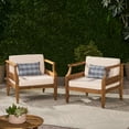 thumbnail image 3 of GDF Studio Bianca Outdoor Acacia Wood Club Chairs with Cushions, Set of 2, Teak and Cream, 3 of 9