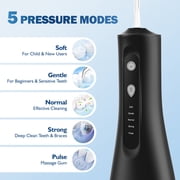 Sejoy Cordless Water Flosser Dental Teeth Cleaner, Portable 300ML Tank Rechargeable Oral Irrigator for Home and Travel, 5 Modes Irrigate, 5 Jet Tips