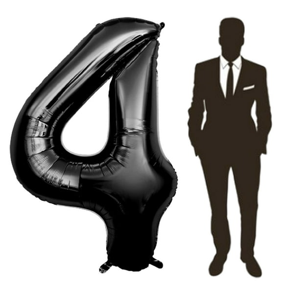 60 Inch Black Number Balloon Large Foil Number Balloons With Base, 0-9 Big Number Balloons for Birthday Party Supplies Decorations