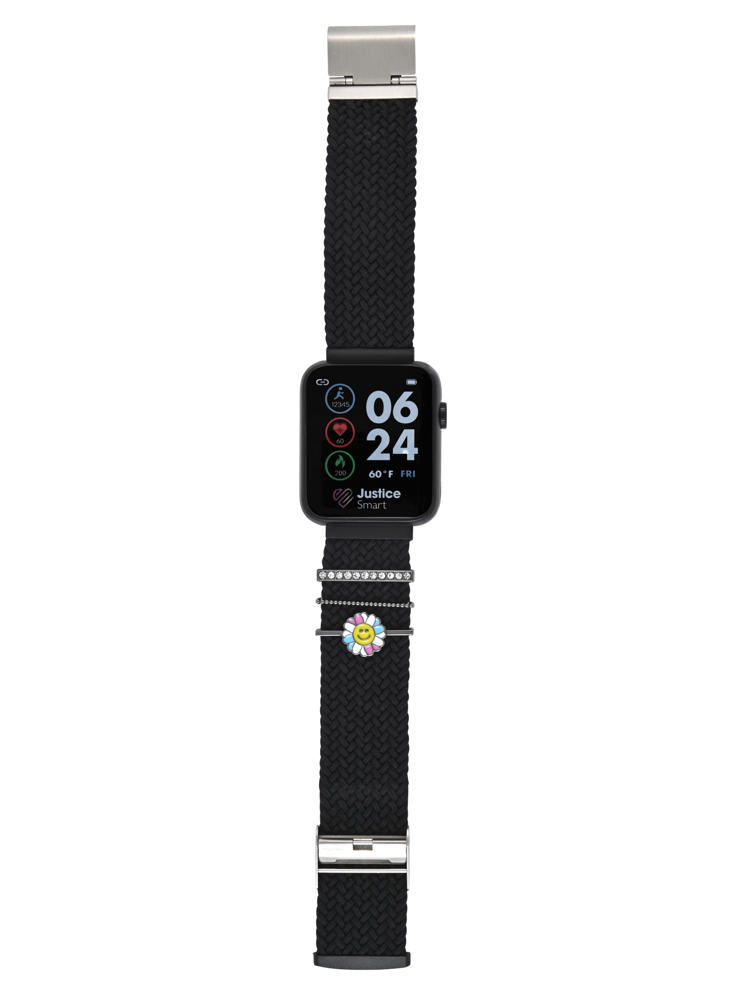 Justice iTime Unisex Child Smart Watch with Black Mesh Magnetic Strap and Black Case 42mm